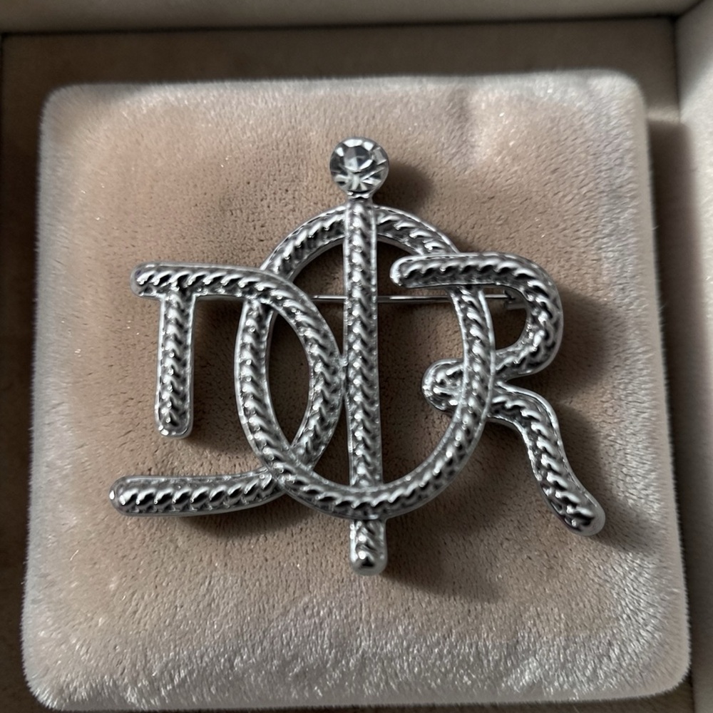 Beautiful Silver-Tone Logo Brooch